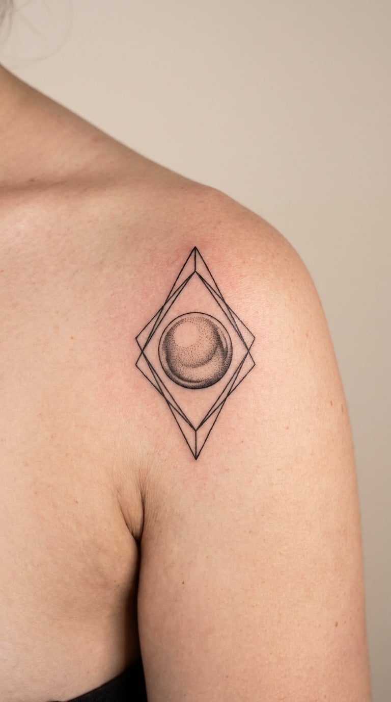 Pearl with Geometric Frame