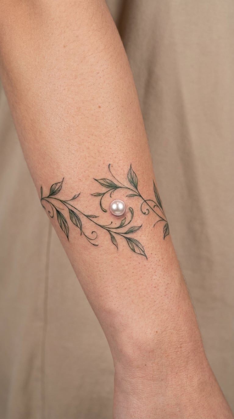 Pearl and Vine Forearm Design