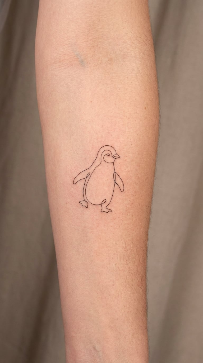 Fine-Line Waddling Penguin