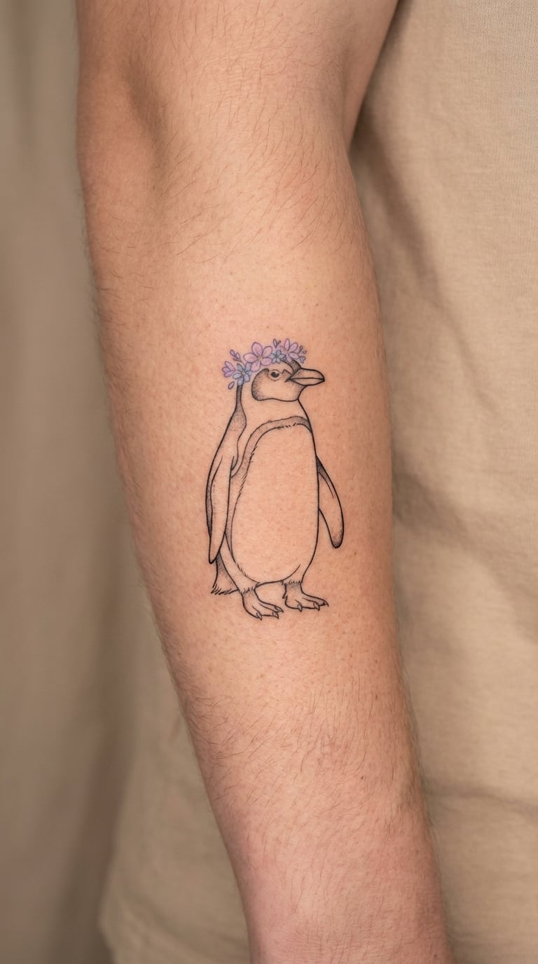 Penguin With Floral Crown