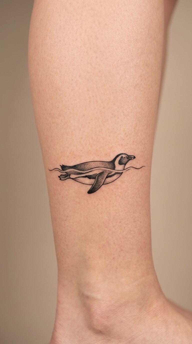 Swimming Penguin Silhouette