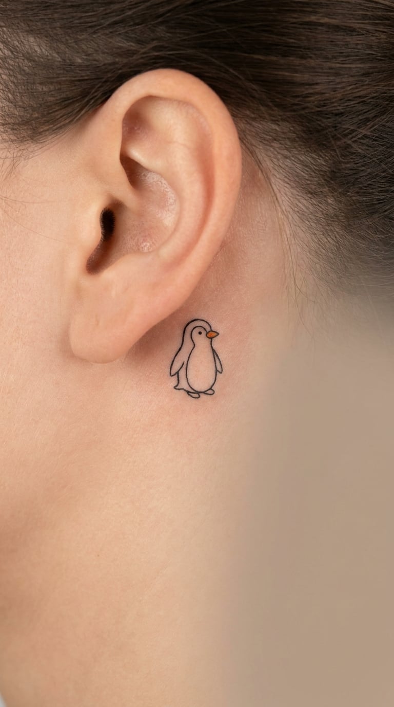 Tiny Penguin Behind the Ear