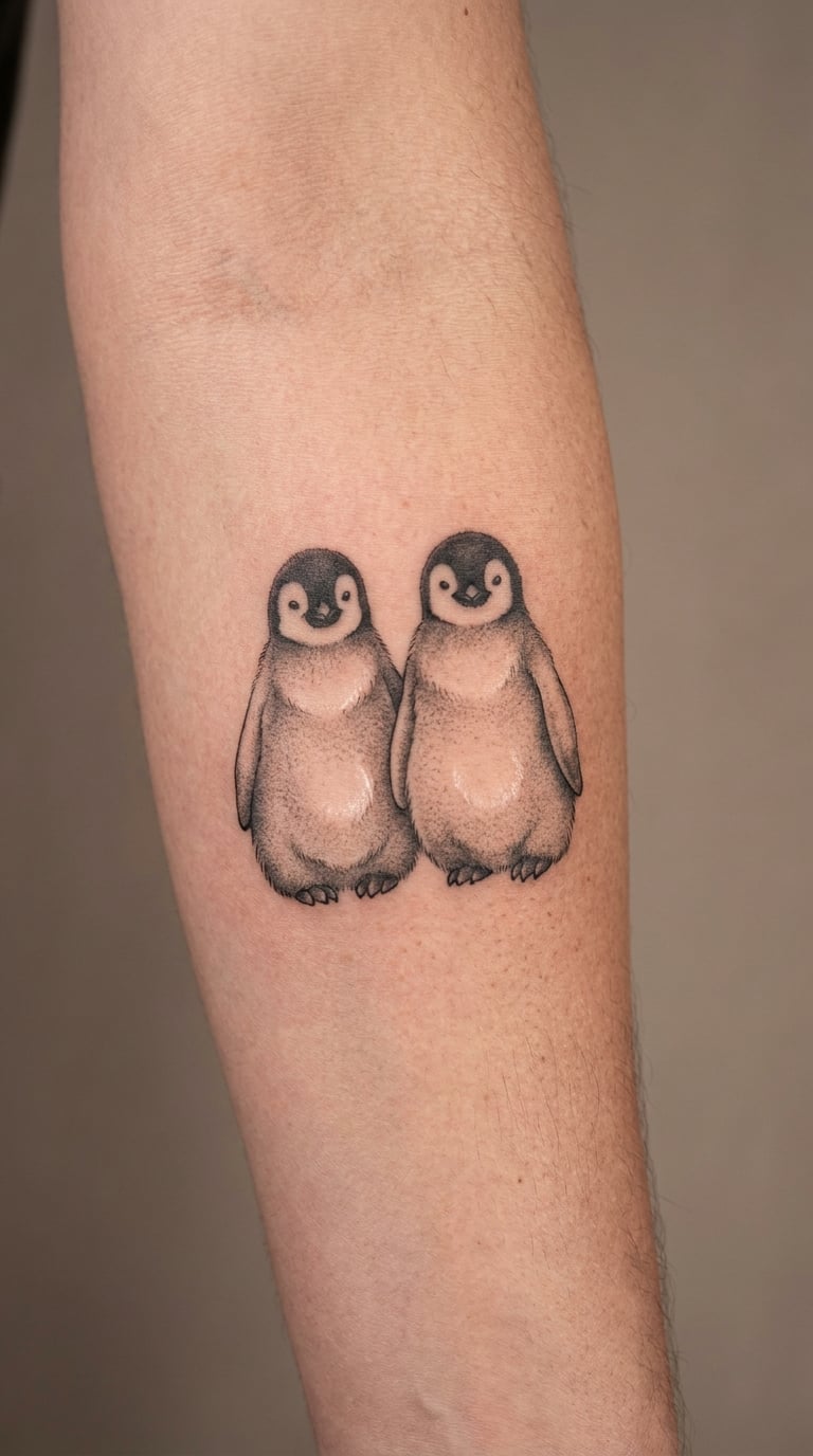 Realistic Baby Penguin Pair