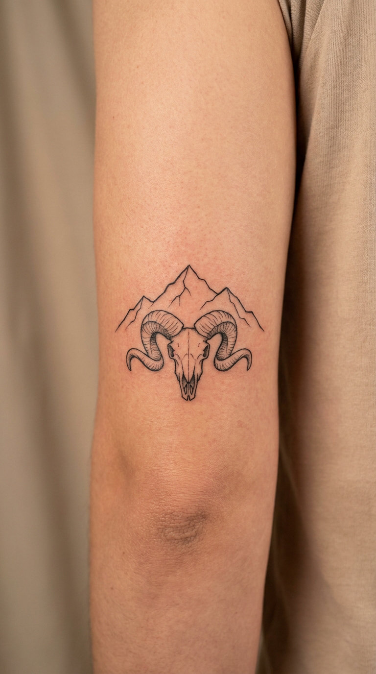 Mountain Behind a Ram Skull