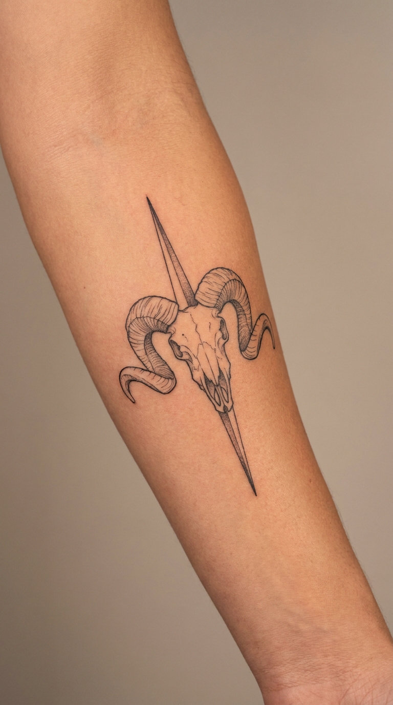 Compass and Ram Skull