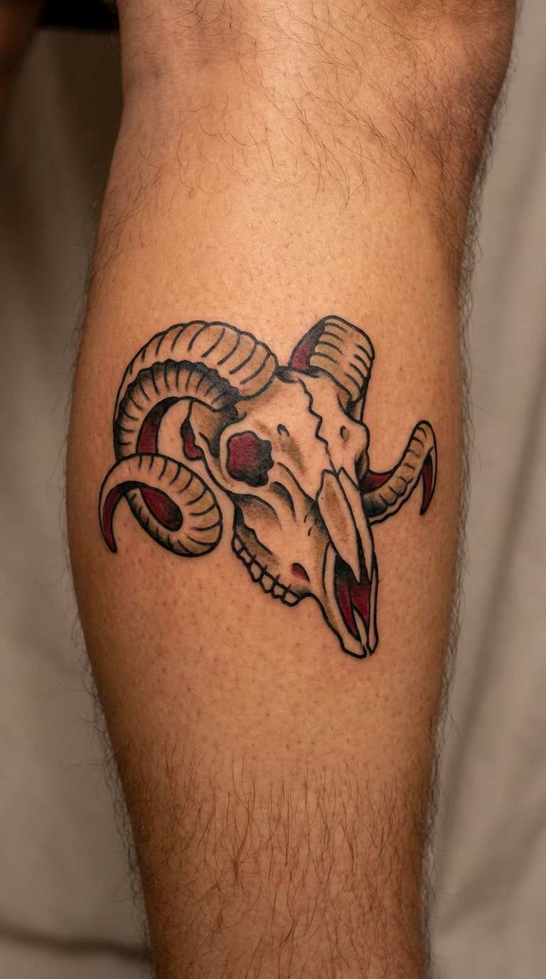 Traditional American Ram Skull