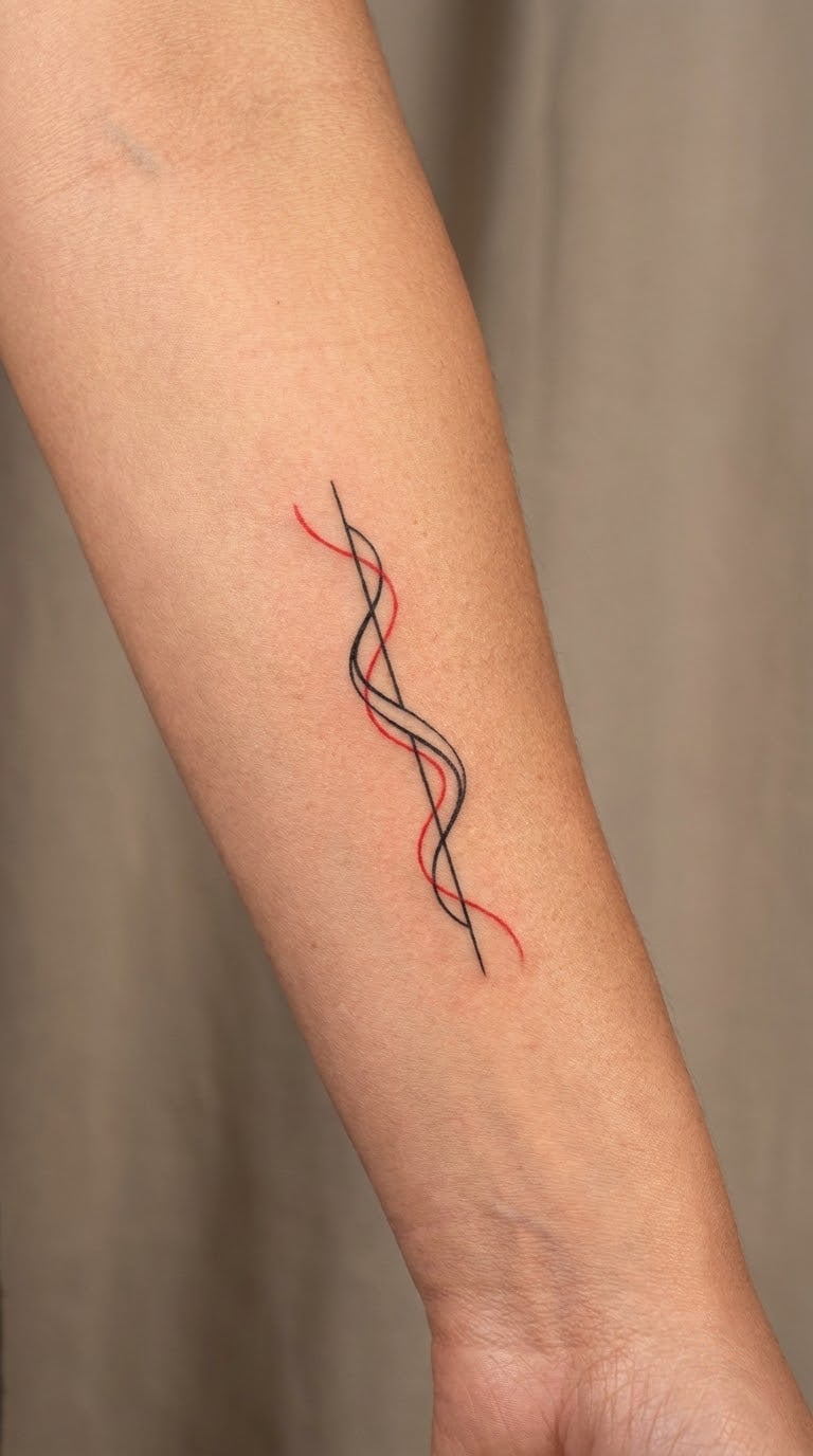 Red Thread Rewrapping a Black Line