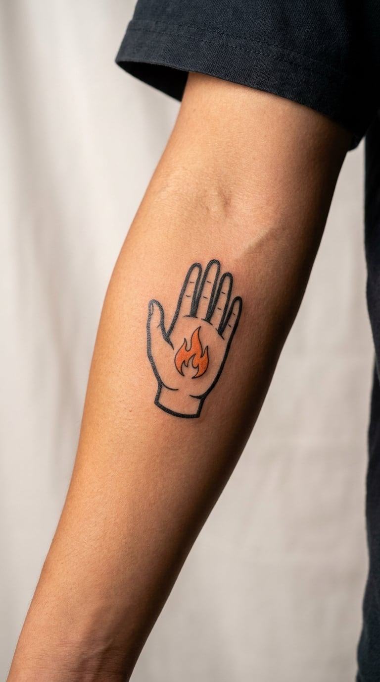 Open Hand Holding a Small Flame