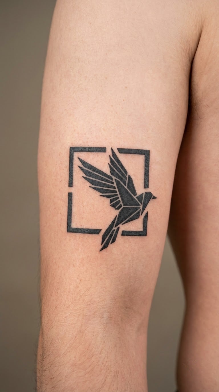 Bird Escaping an Open Geometric Frame