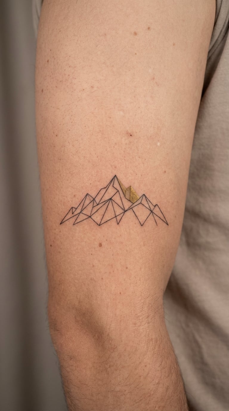 Mountain Peak with One Clear Line