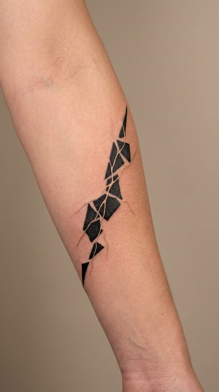 Kintsugi-Style Broken Ceramic Line