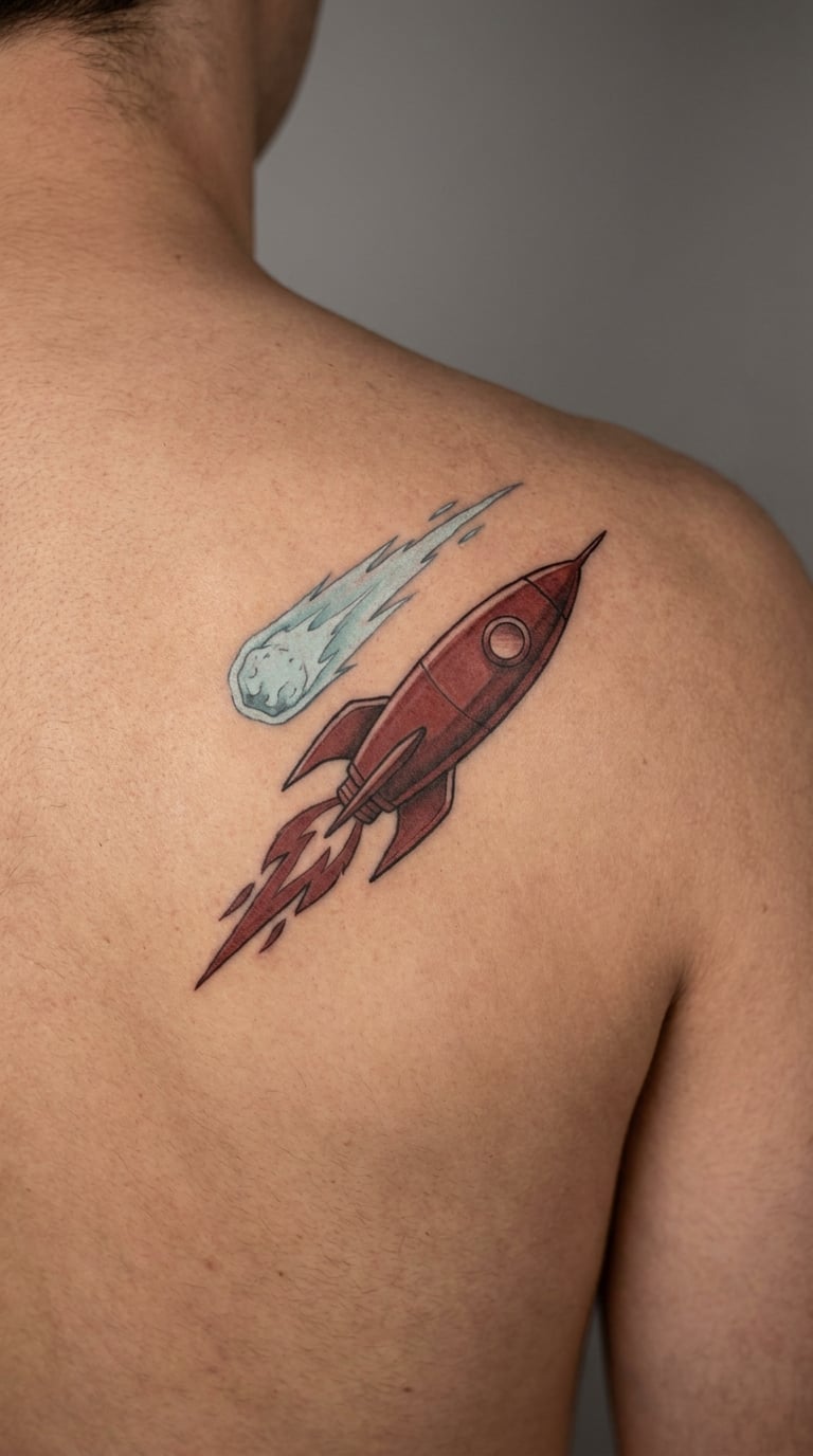Rocket Shooting Through a Comet