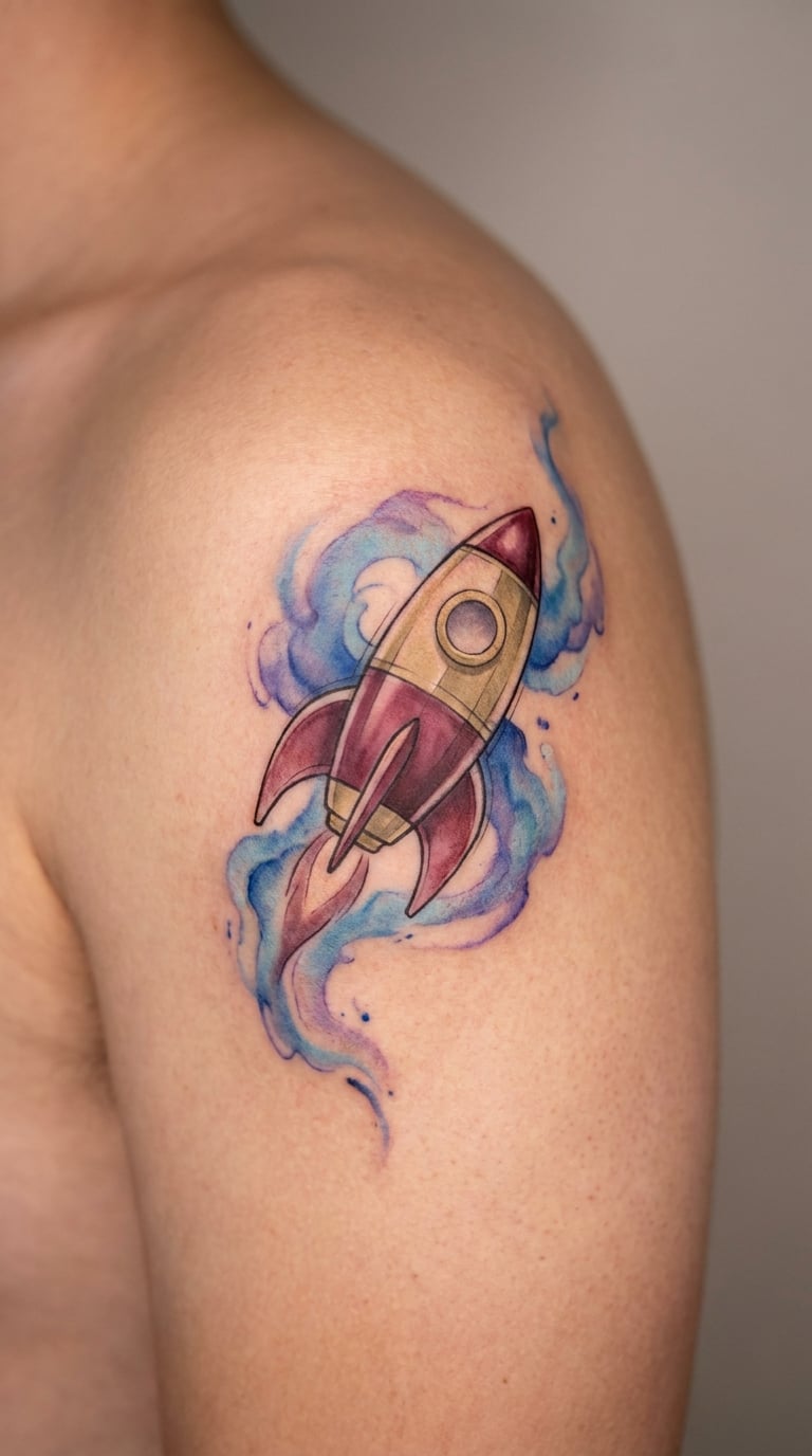 Watercolor Nebula Rocket