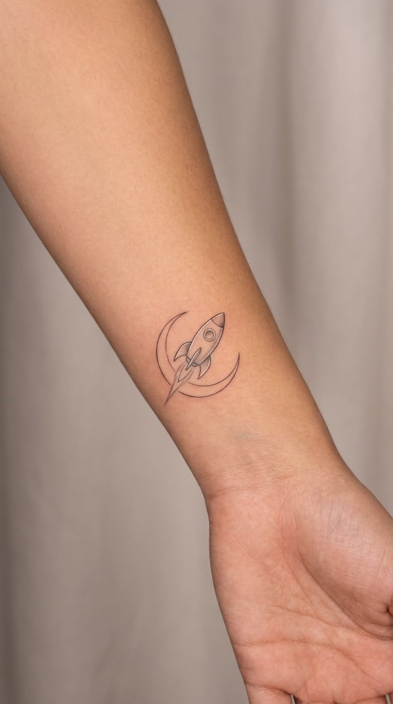 Rocket and Crescent Moon