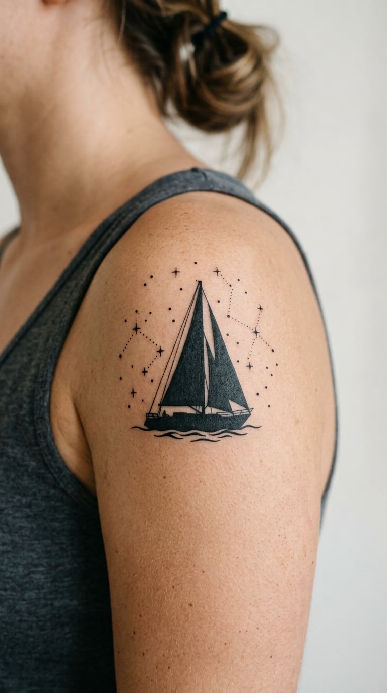 Dotwork Sailboat Constellation