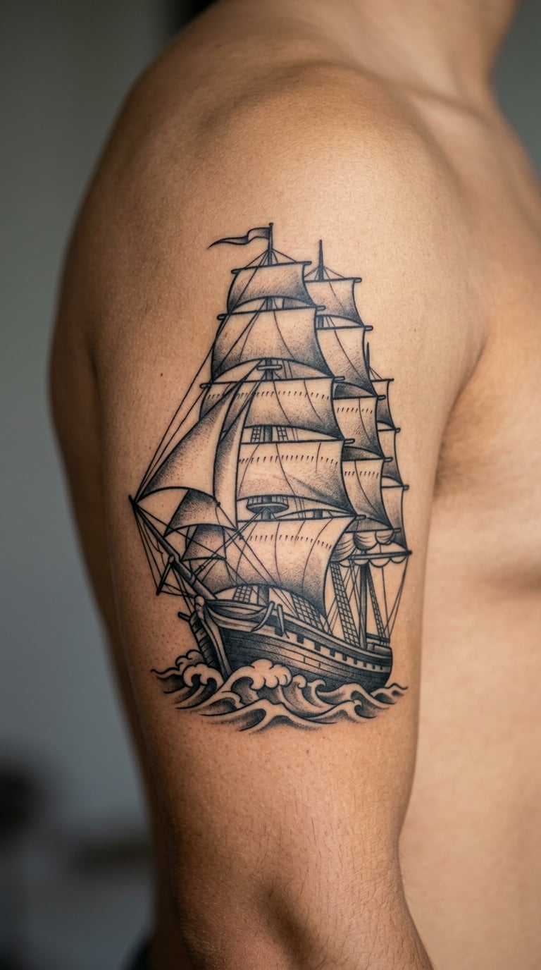Traditional Full-Rigged Ship