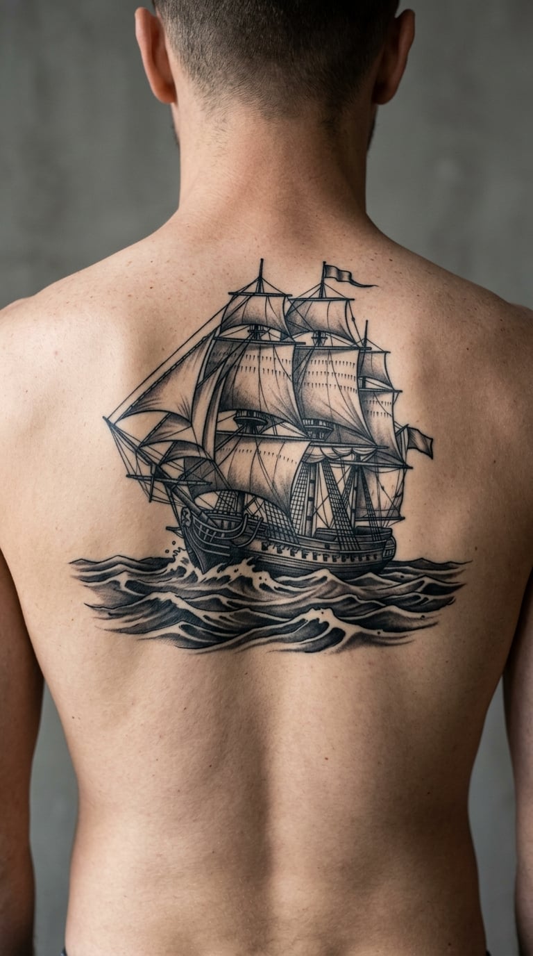 Large Nautical Sailboat Scene