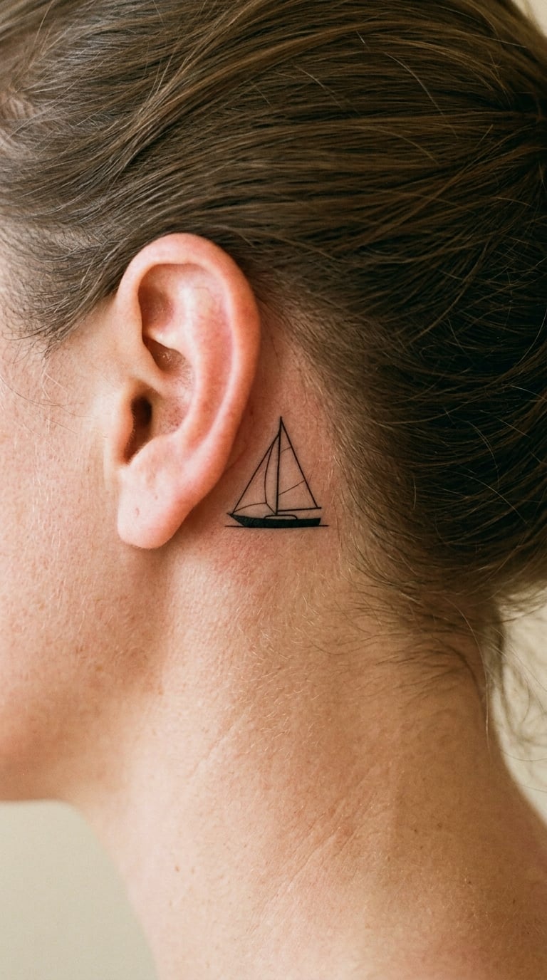 Tiny Sailboat Behind the Ear