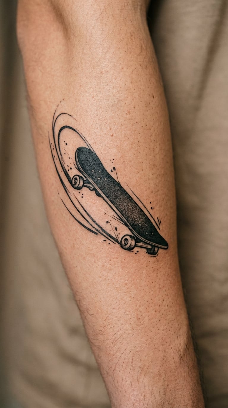 Blackwork Skateboard in Motion