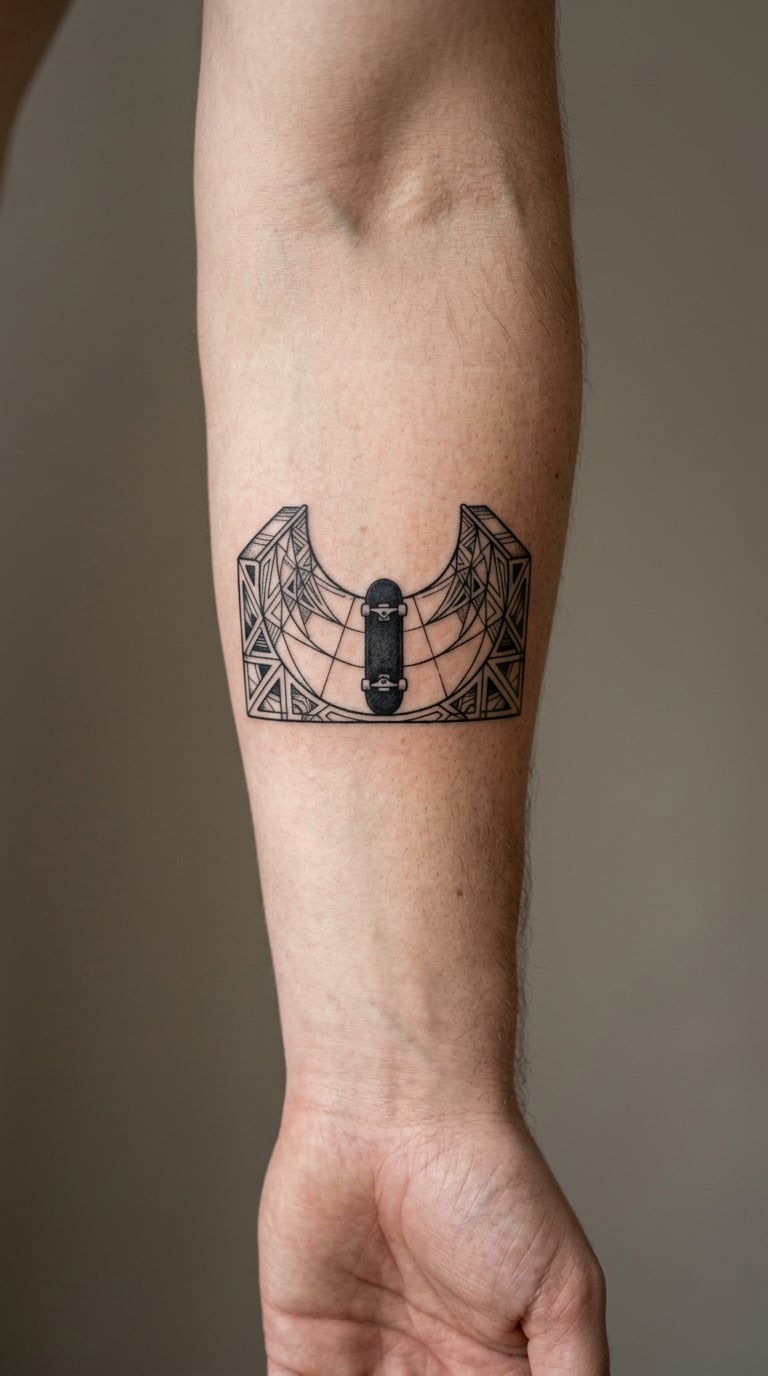 Geometric Half-Pipe Tattoo