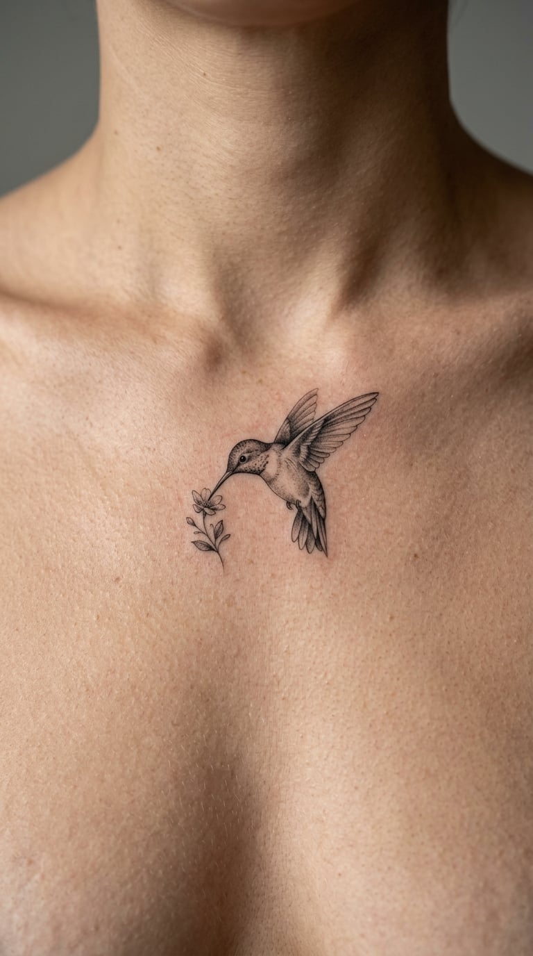 Micro-Realism Hummingbird Hovering Over a Flower