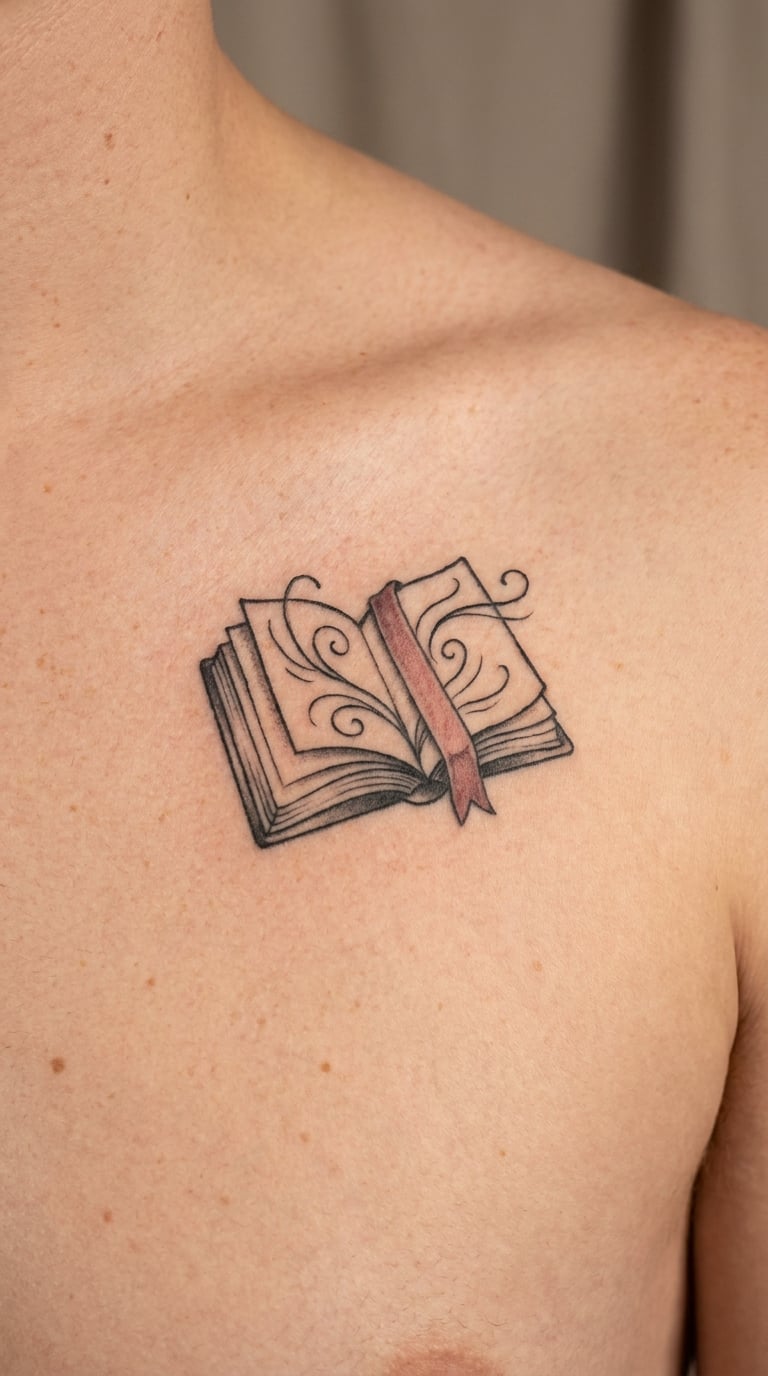 Small Open Book With a Single Bookmark