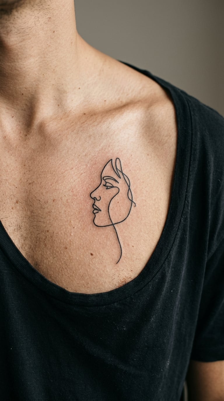 Single Line-Art Face in Profile