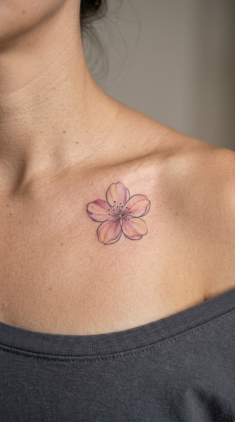 Five-Petal Blossom in Soft Watercolor