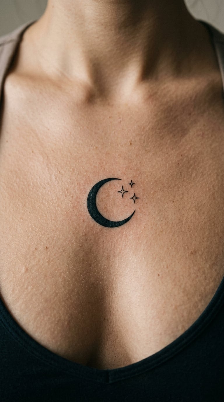 Crescent Moon With Three Fine Stars