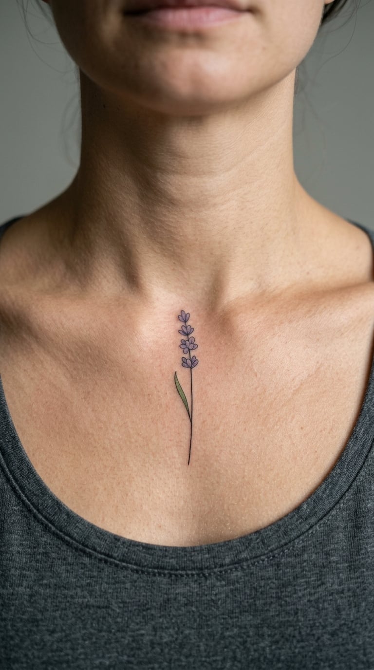 Dainty Lavender Sprig in Muted Purple