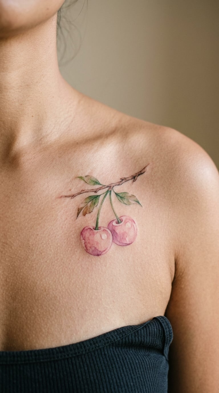 Watercolor Cherry Branch in Soft Blush