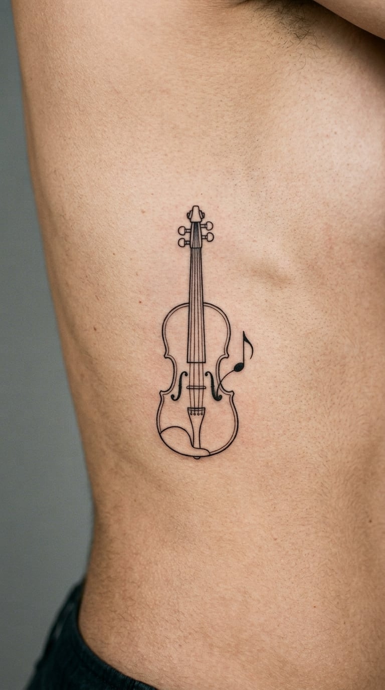 Violin with a Music Note Rising from the F-Hole