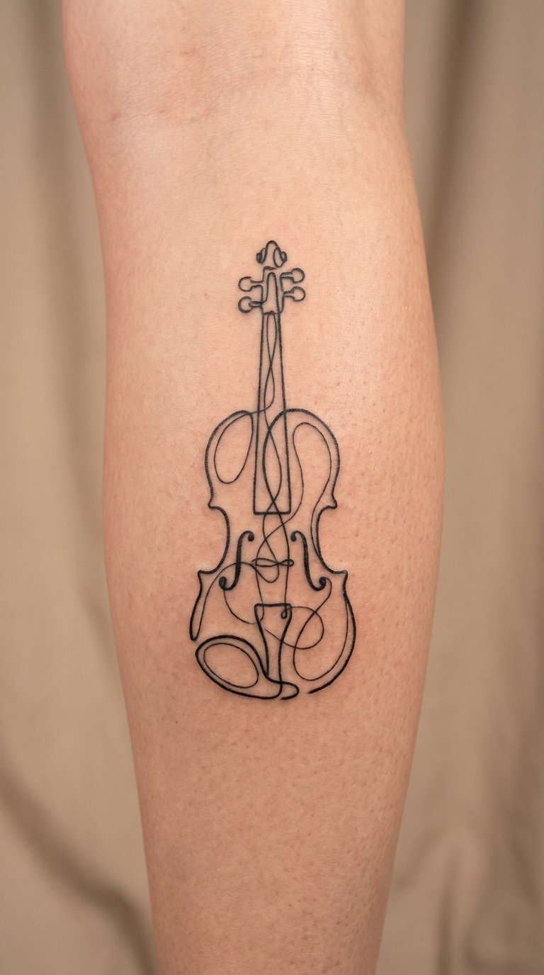 Abstract Violin Built from Flowing Lines