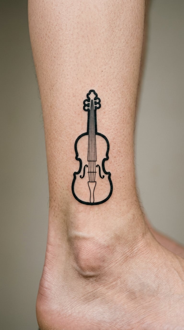 White and Black Violin on the Ankle