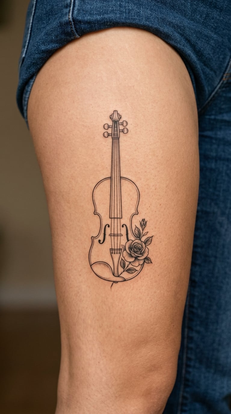 Violin with a Small Rose Detail