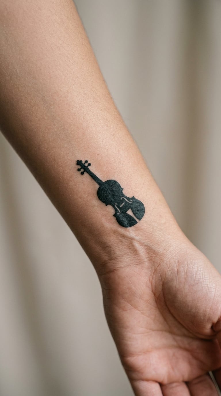 Minimal Violin Silhouette on the Wrist