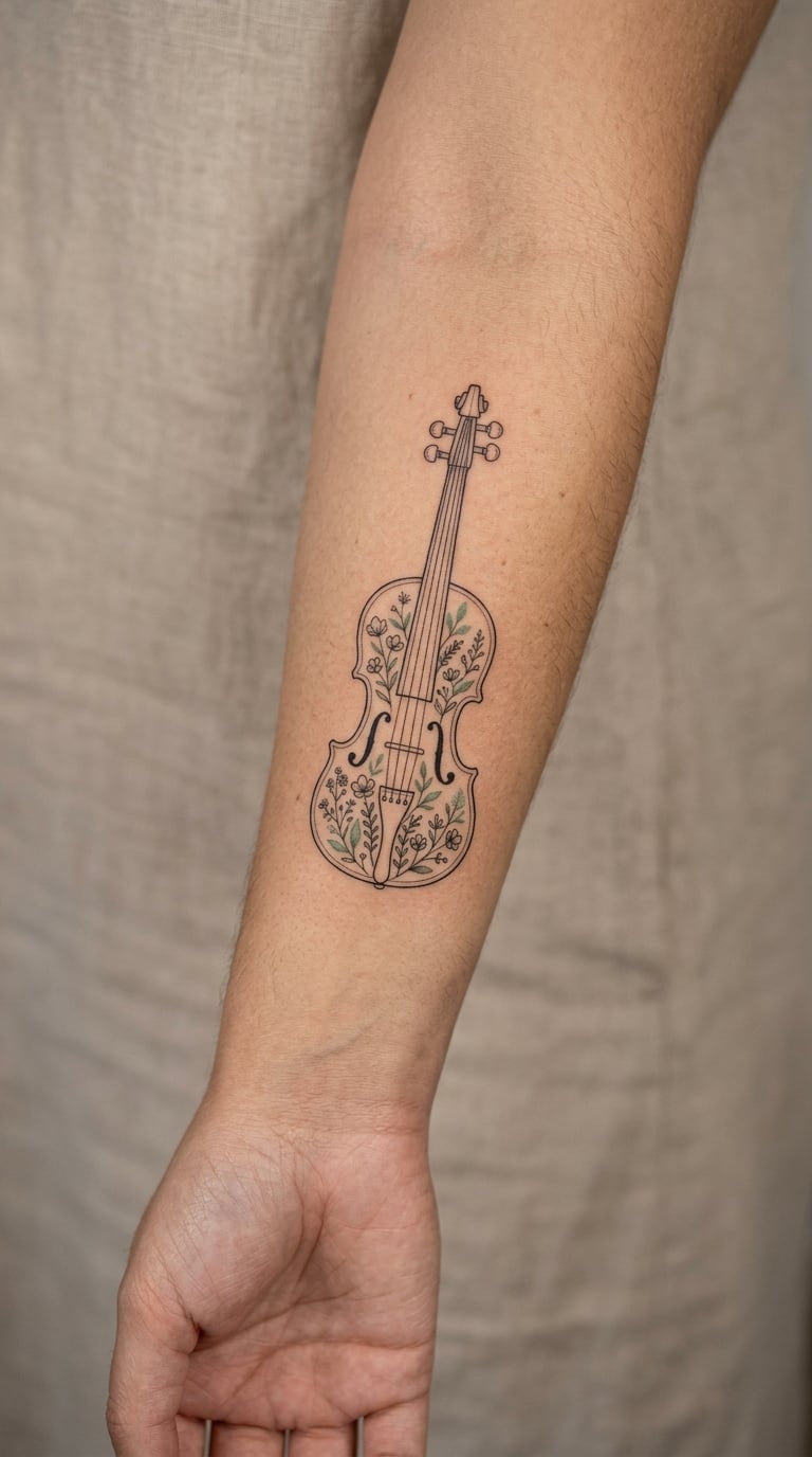 Violin with Floral Sound Body