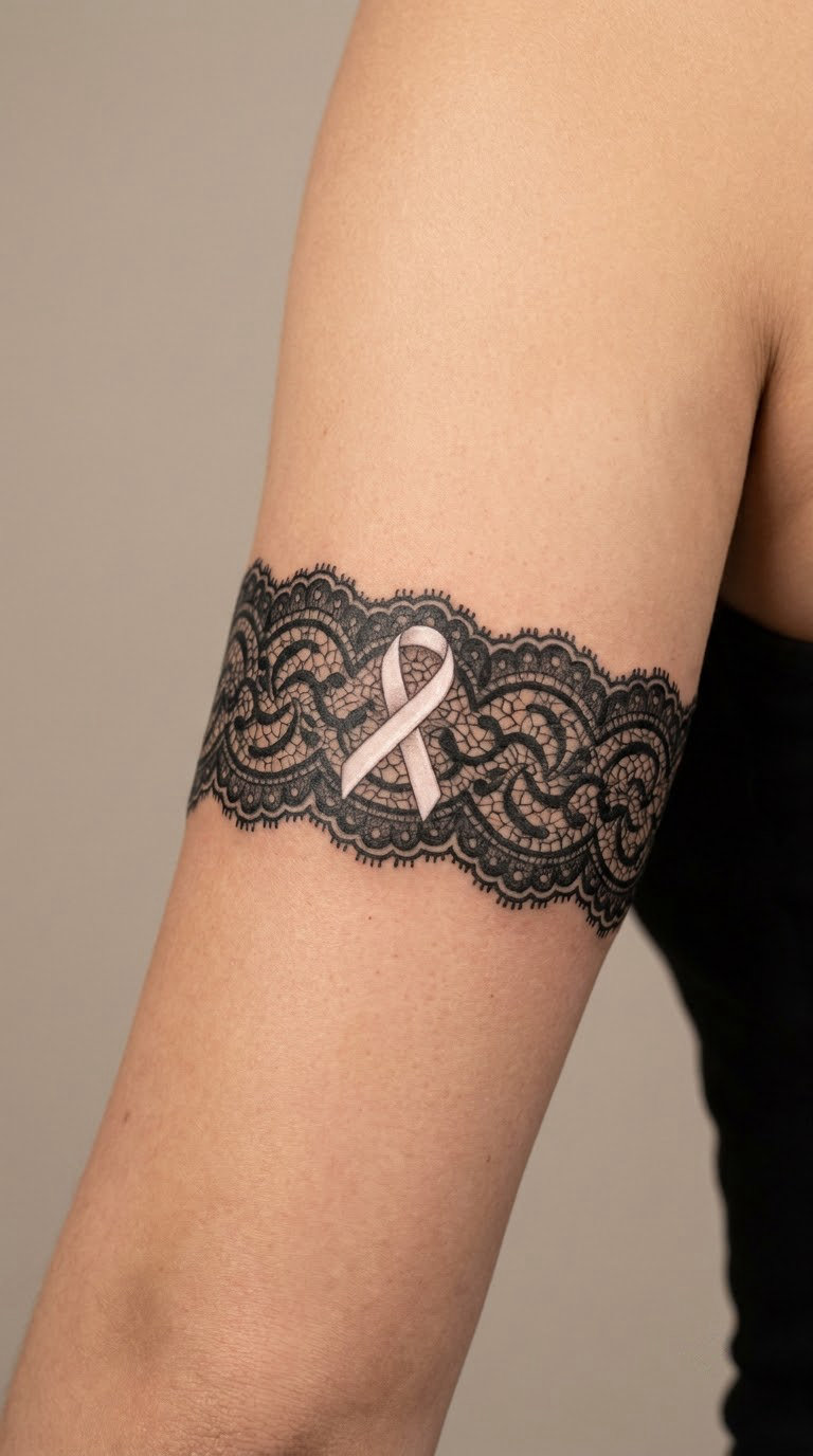 Gothic Lace Band with a White Ribbon Accent