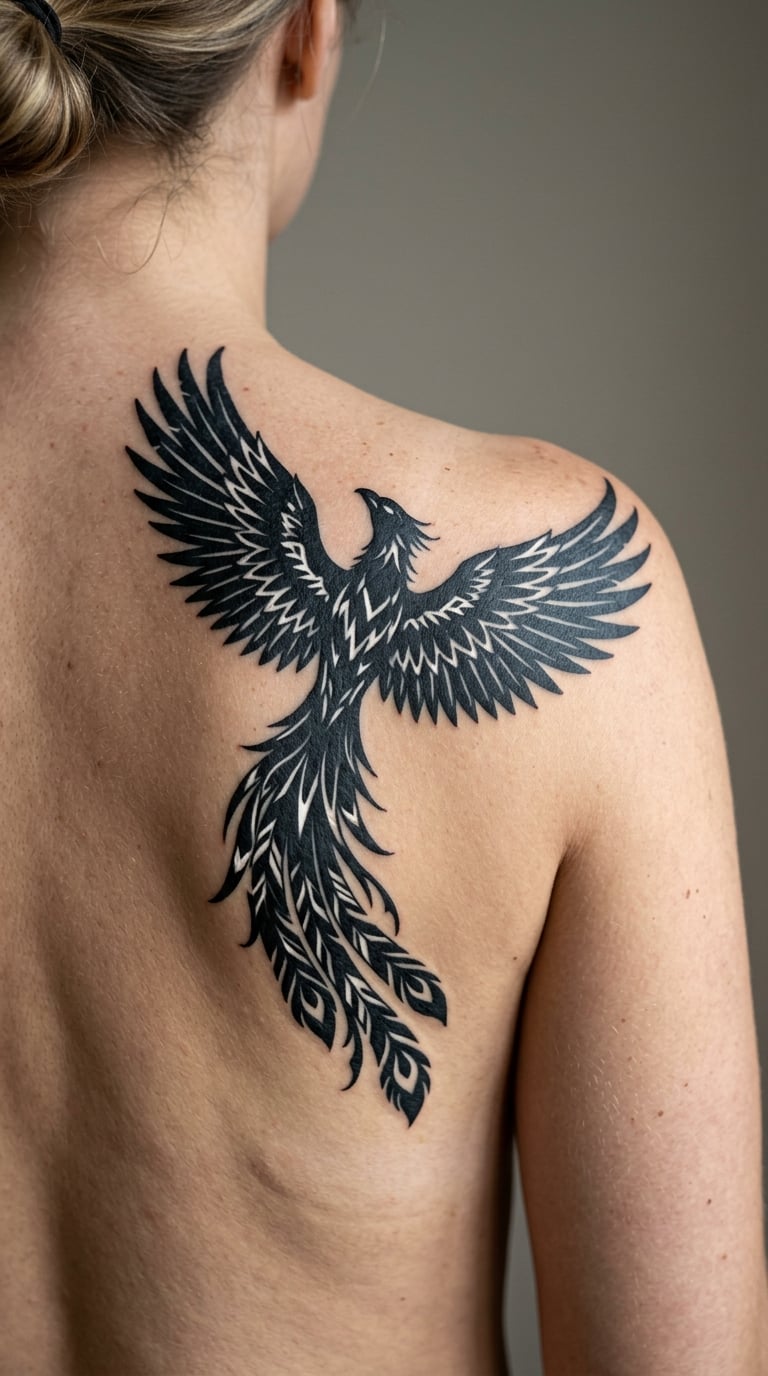 Black Phoenix with White Feather Breaks