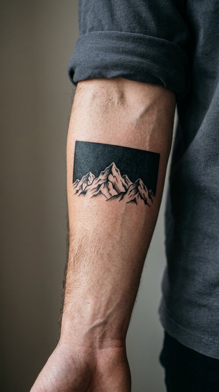 White Mountain Range Beneath a Black Sky