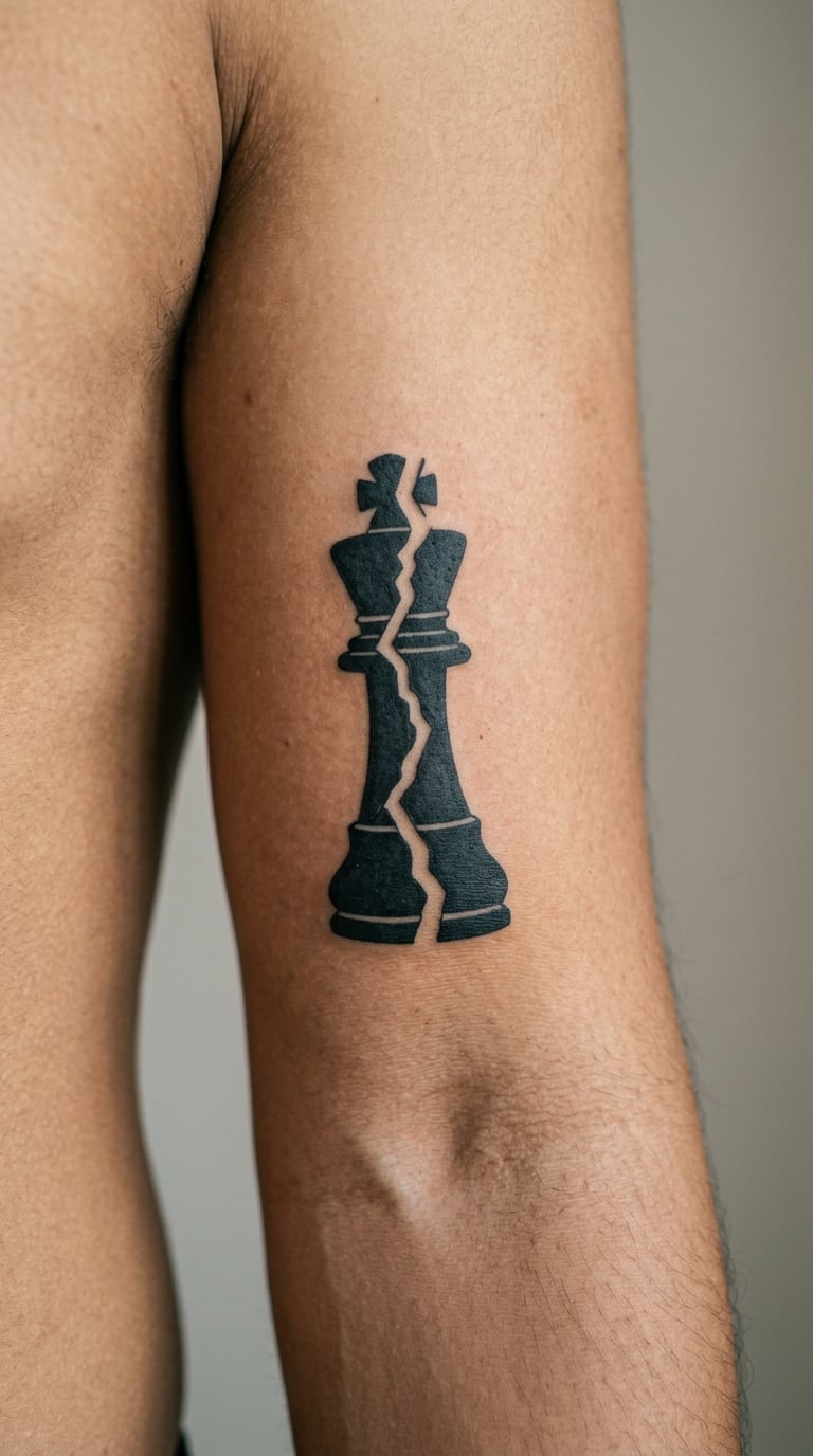 Black Chess Piece with a White Cracked Centre