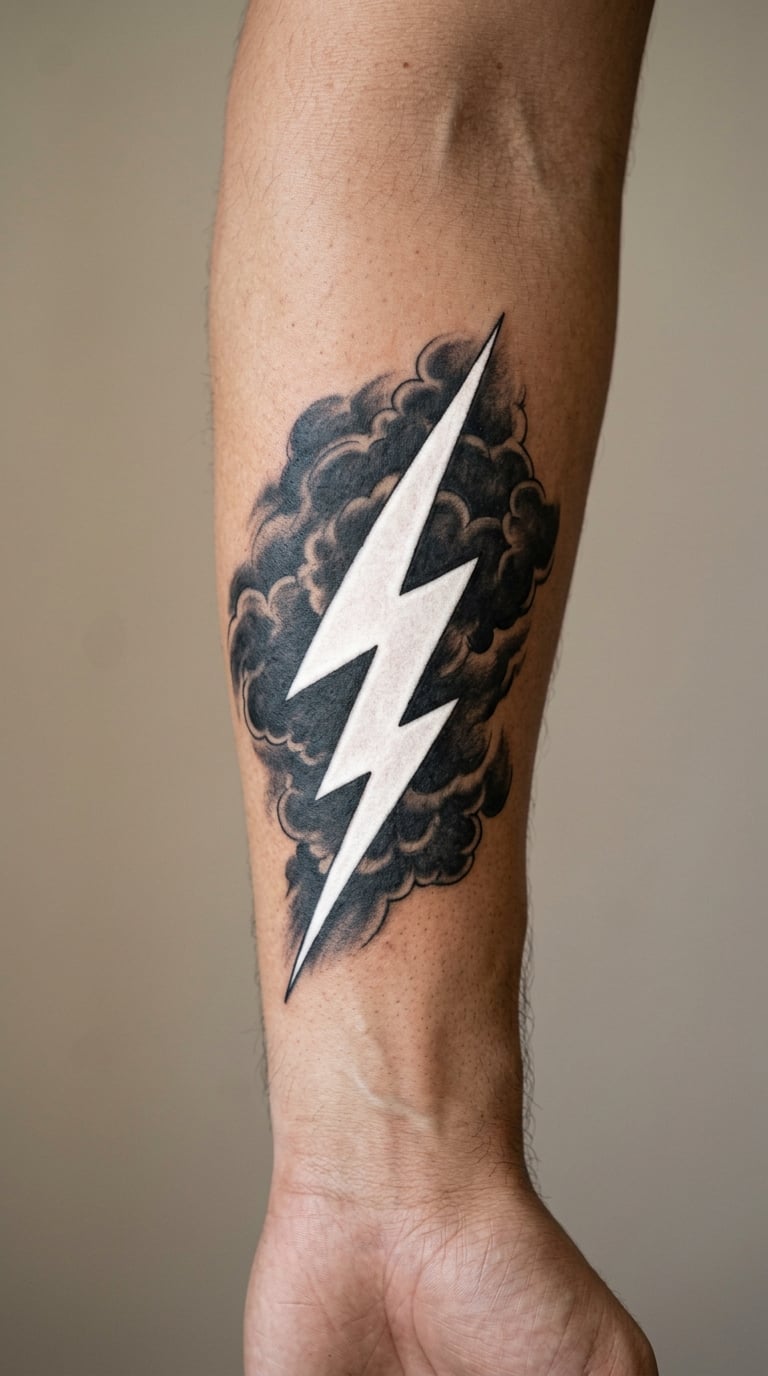 Storm Cloud with a White Lightning Bolt