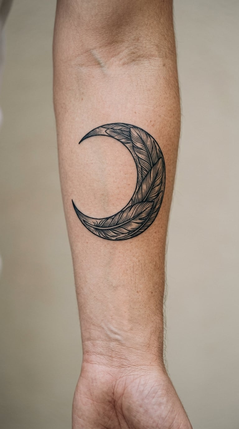 Crescent Moon Filled with Feathers