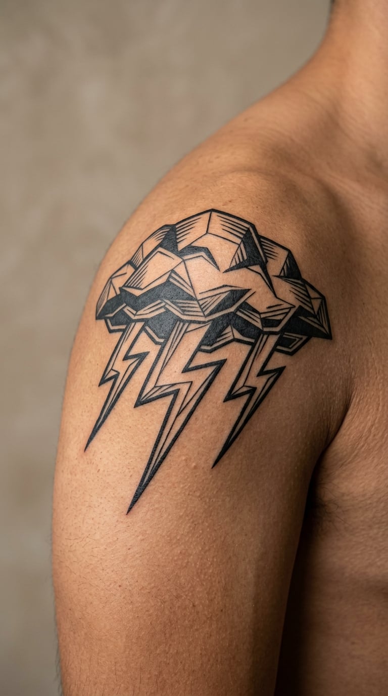 Thundercloud with Geometric Lightning