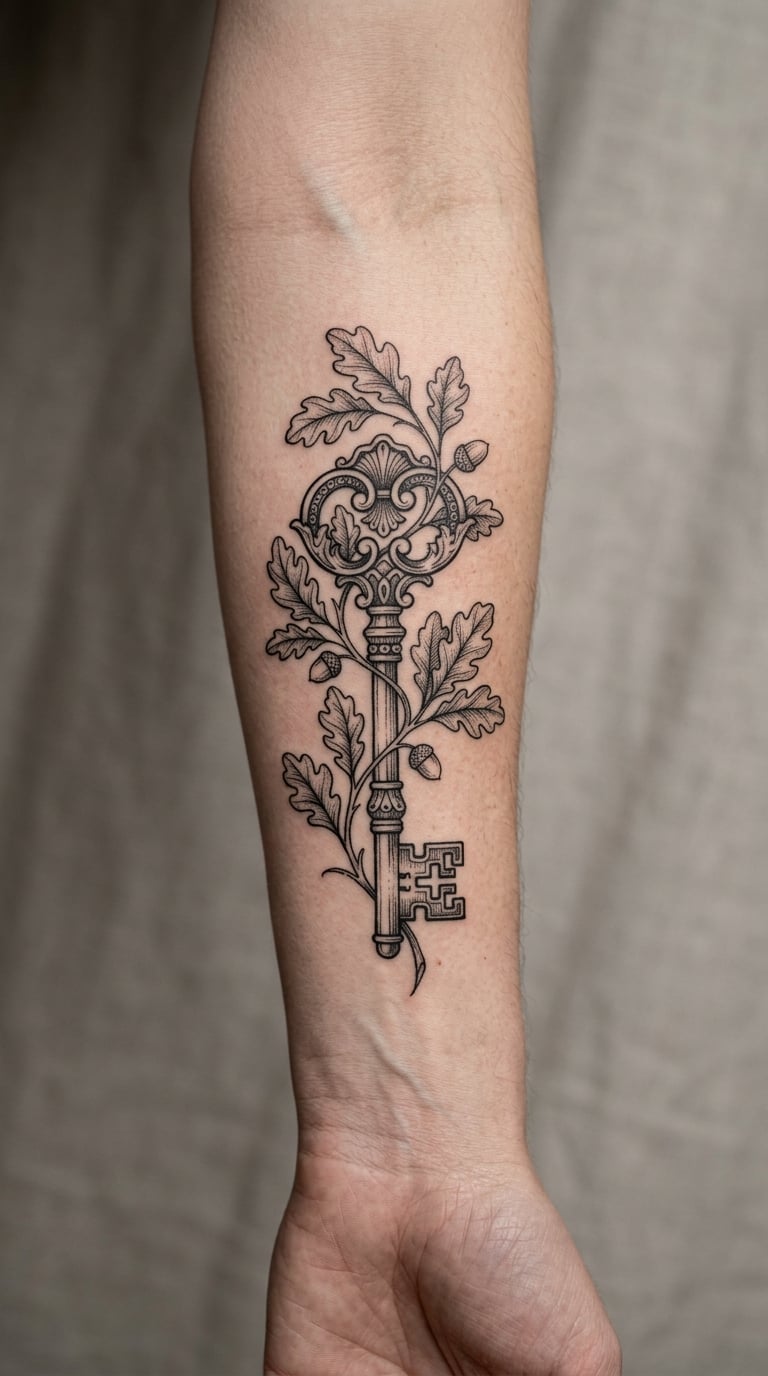 Traditional Key with Oak Leaves