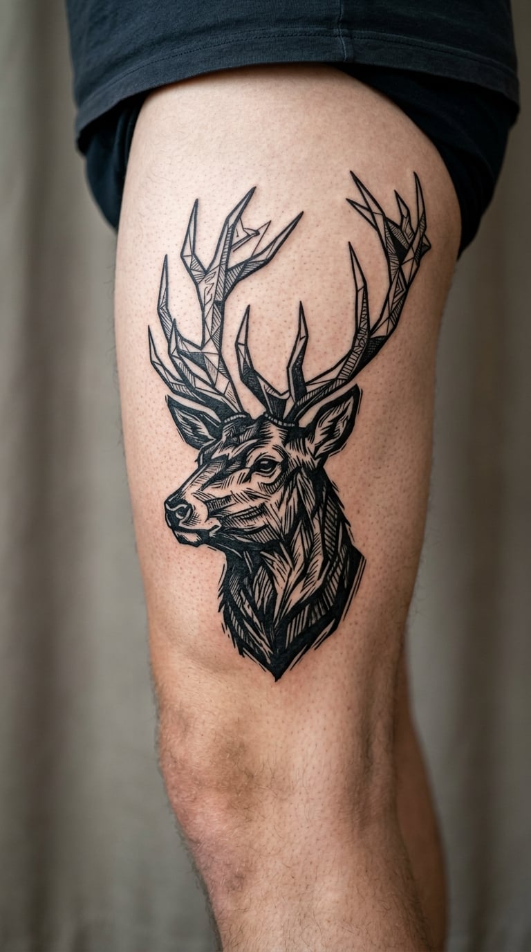 Elk Stag with Geometric Antlers