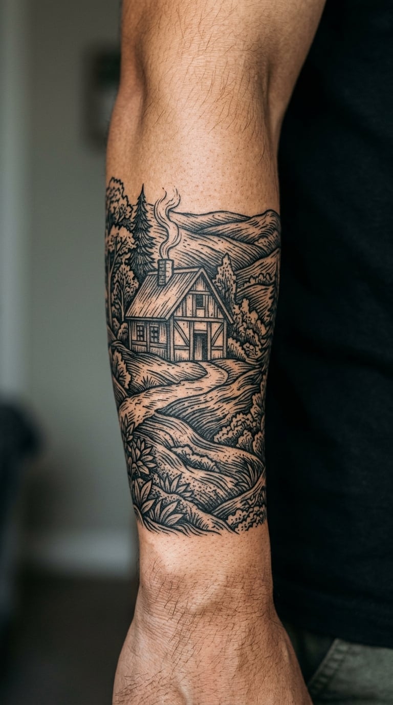 House Among Rolling Hills