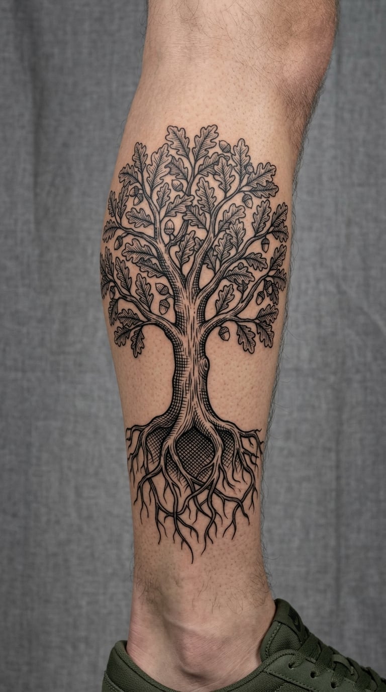 Oak Tree with Interlocking Roots