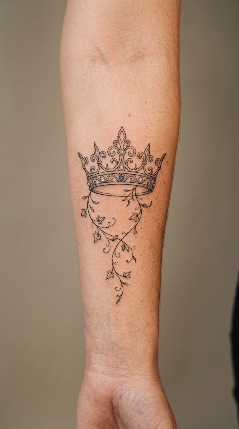 Royal Crown with Botanical Detail