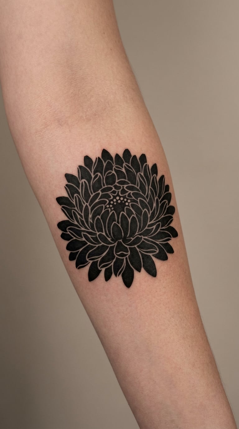 Blackwork Aster Bloom